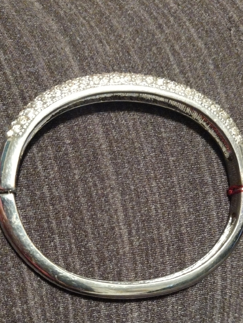 Silver Crystal Pavé Hinged Bangle Bracelet - Elegant Women's Jewelry